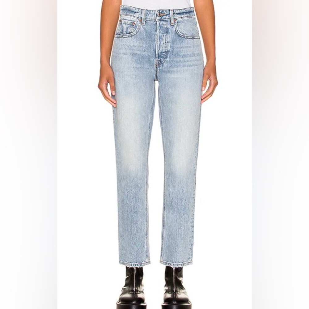 GRLFRND Karolina High Rise Straight Crop Light Denim Jeans
